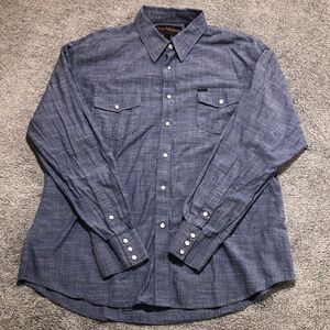 Rock & Roll Cowboy Pearl Snap Men’s‎ XL Western Blue Long Sleeve Dress Shirt